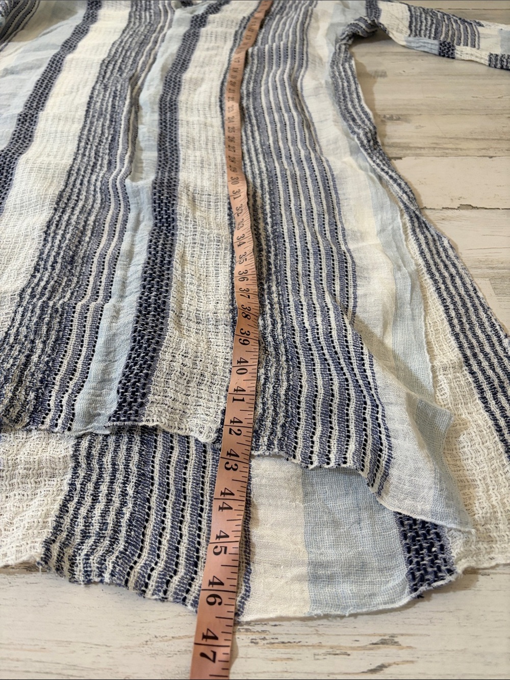 Massimo Dutti Blue & White Striped Swim Coverup Caftan Linen Blend - Picture 10 of 14